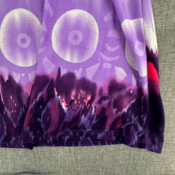 Jonathan Martin Dress Tie Dye Purple Elastic waist split cut Sleeves Stretch Sma - Picture 4 of 13